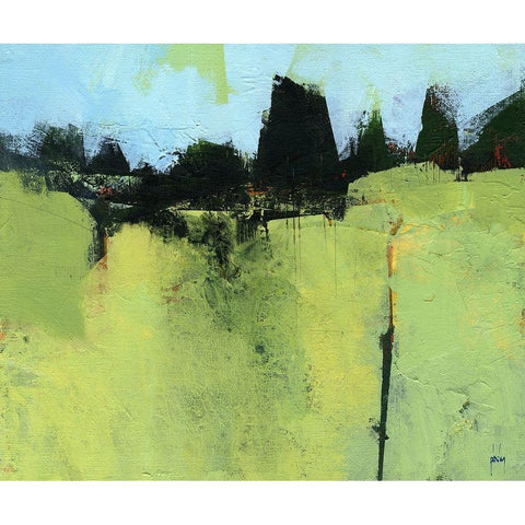 Green Fold Black Modern Wood Framed Art Print with Double Matting by Bailey, Paul