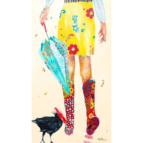 Rainy Day Companions White Modern Wood Framed Art Print by Beer, Pamela K.