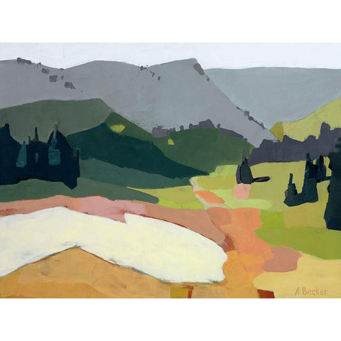 Snow Patch White Modern Wood Framed Art Print by Becker, Anne