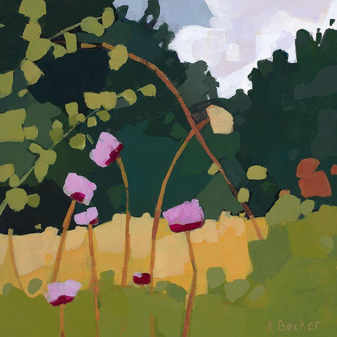 Thistles White Modern Wood Framed Art Print with Double Matting by Becker, Anne