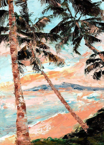 Paradise Palms White Modern Wood Framed Art Print with Double Matting by Blaise, Tiffany