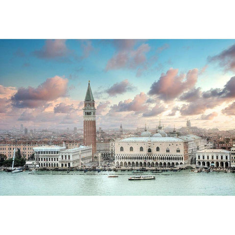 Piazza San Marco Panoramic Vista #1 White Modern Wood Framed Art Print by Blaustein, Alan