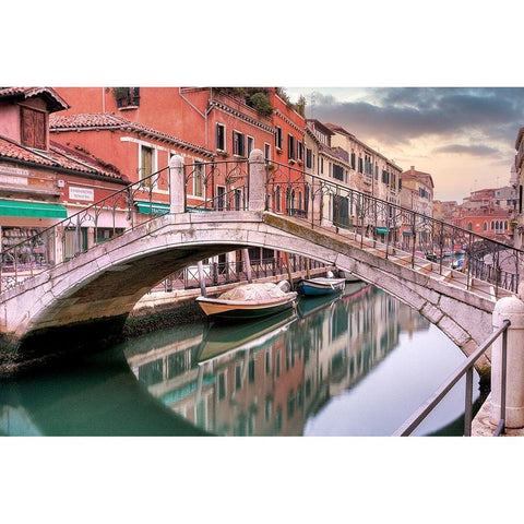 Venetian Canale #17 Black Modern Wood Framed Art Print with Double Matting by Blaustein, Alan