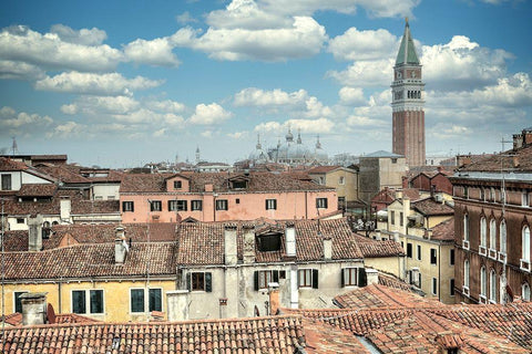 Campanile Vista #1 White Modern Wood Framed Art Print with Double Matting by Blaustein, Alan