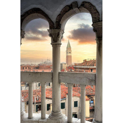 Scala Contarini del Bovolo #3 White Modern Wood Framed Art Print by Blaustein, Alan