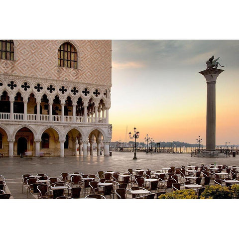 Piazza San Marco Sunrise #4 White Modern Wood Framed Art Print by Blaustein, Alan