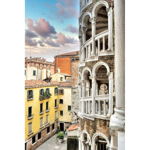 Scala Contarini del Bovolo #2 Gold Ornate Wood Framed Art Print with Double Matting by Blaustein, Alan