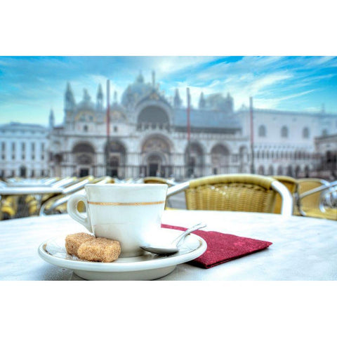 Caffe Piazza San Marco #1 Black Modern Wood Framed Art Print with Double Matting by Blaustein, Alan