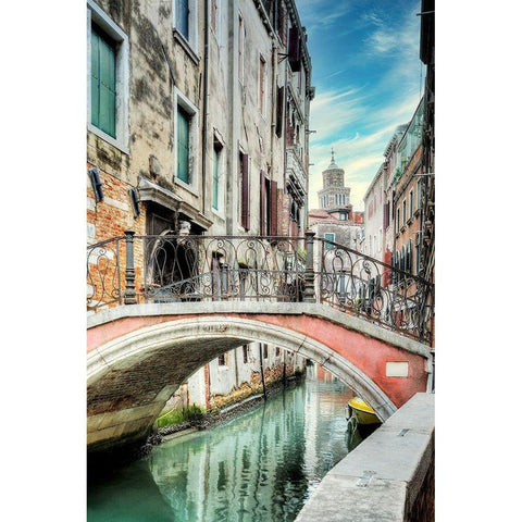 Venetian Canale #21 Black Modern Wood Framed Art Print with Double Matting by Blaustein, Alan