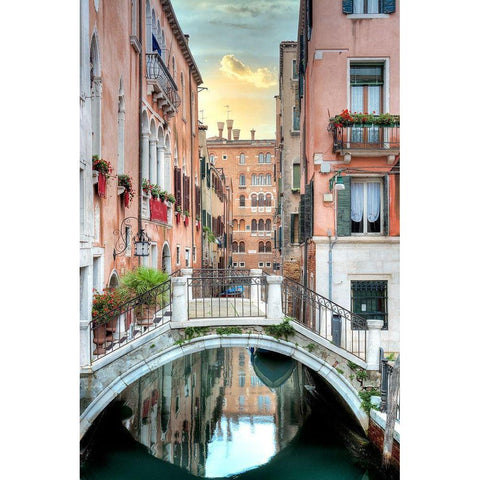 Venetian Canale #20 Black Modern Wood Framed Art Print with Double Matting by Blaustein, Alan