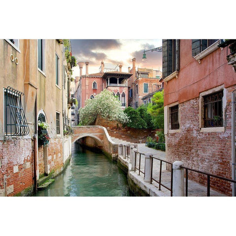 Venetian Canale #9 Black Modern Wood Framed Art Print with Double Matting by Blaustein, Alan