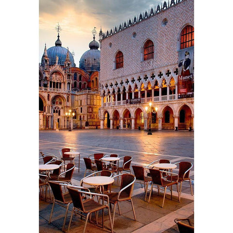 Piazza San Marco At Sunrise #2 Black Modern Wood Framed Art Print with Double Matting by Blaustein, Alan