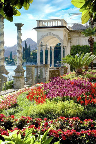 Giardino sul Lago #4 White Modern Wood Framed Art Print with Double Matting by Blaustein, Alan