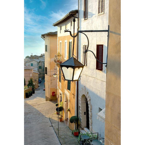 Montalcino Street Lamp #1 Black Modern Wood Framed Art Print with Double Matting by Blaustein, Alan