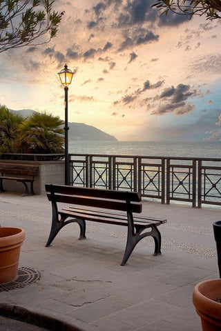 Monterosso Sunrise #1 Black Ornate Wood Framed Art Print with Double Matting by Blaustein, Alan