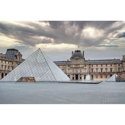 The Louvre Palace Museum II Black Modern Wood Framed Art Print with Double Matting by Blaustein, Alan