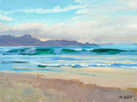 Carmel Beach Black Ornate Wood Framed Art Print with Double Matting by Burtt, Marcia