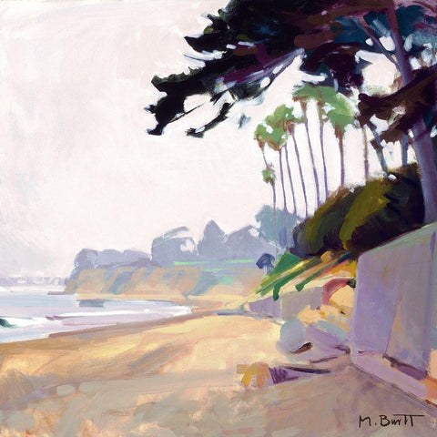 Palm And Cypress; Butterfly Beach Black Ornate Wood Framed Art Print with Double Matting by Burtt, Marcia