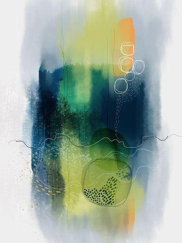 Misty Mountain Lake White Modern Wood Framed Art Print with Double Matting by Banerjee, Ishita