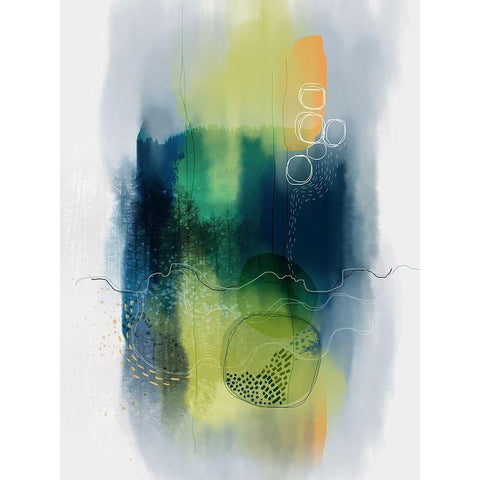 Misty Mountain Lake Black Modern Wood Framed Art Print with Double Matting by Banerjee, Ishita