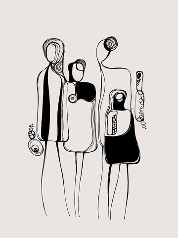 Pod People Amis Black Ornate Wood Framed Art Print with Double Matting by Banerjee, Ishita