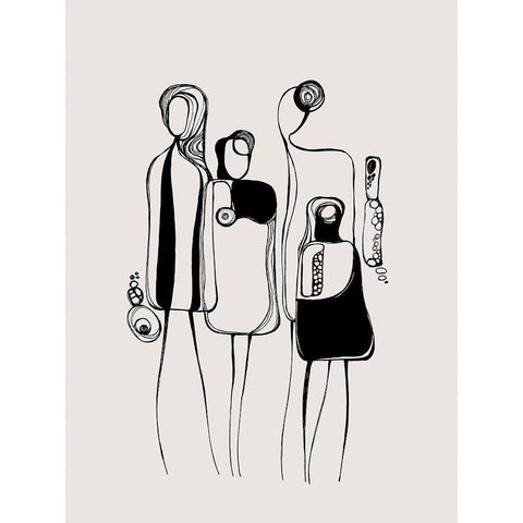 Pod People Amis White Modern Wood Framed Art Print by Banerjee, Ishita