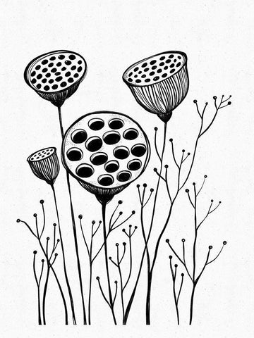 Stem White Modern Wood Framed Art Print with Double Matting by Banerjee, Ishita