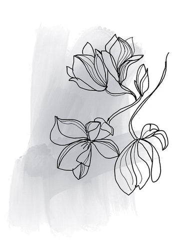 Botanique en Gris 1 White Modern Wood Framed Art Print with Double Matting by Baker, Bronwyn