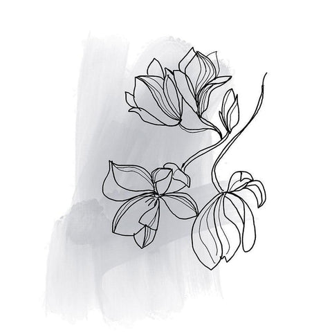 Botanique en Gris 1 Black Modern Wood Framed Art Print by Baker, Bronwyn