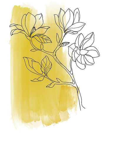 Botanique en Jaune 1 White Modern Wood Framed Art Print with Double Matting by Baker, Bronwyn