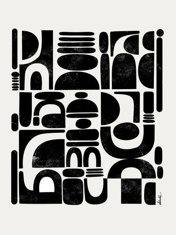 Fragmented Black Ornate Wood Framed Art Print with Double Matting by Banerjee, Ishita