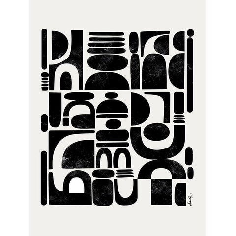 Fragmented Black Modern Wood Framed Art Print by Banerjee, Ishita