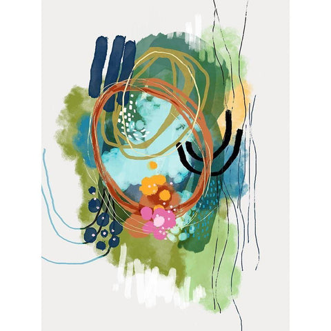 Lilies On The Lake Black Modern Wood Framed Art Print with Double Matting by Banerjee, Ishita
