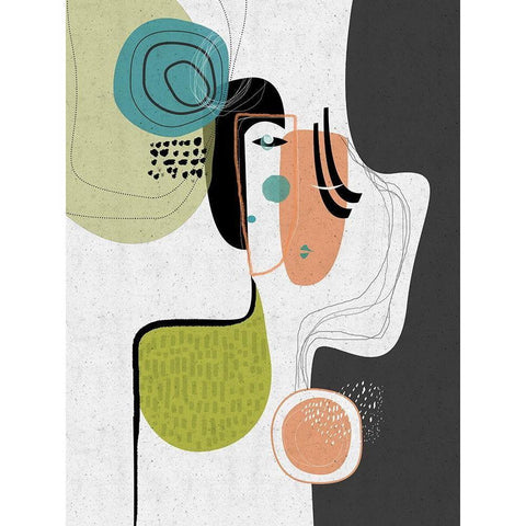 Love In Pieces Black Modern Wood Framed Art Print with Double Matting by Banerjee, Ishita