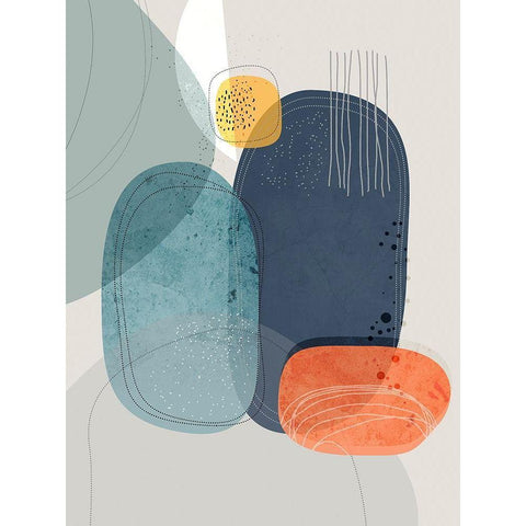 Rocks Duo 01 Black Modern Wood Framed Art Print with Double Matting by Banerjee, Ishita