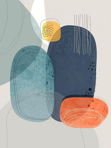 Rocks Duo 01 White Modern Wood Framed Art Print with Double Matting by Banerjee, Ishita