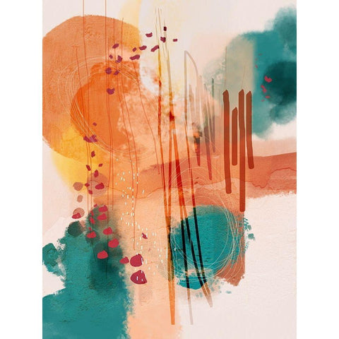 Sunset Moon 01 Black Modern Wood Framed Art Print with Double Matting by Banerjee, Ishita