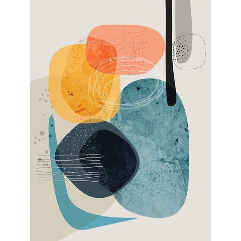 Tangled Rocks Black Modern Wood Framed Art Print by Banerjee, Ishita