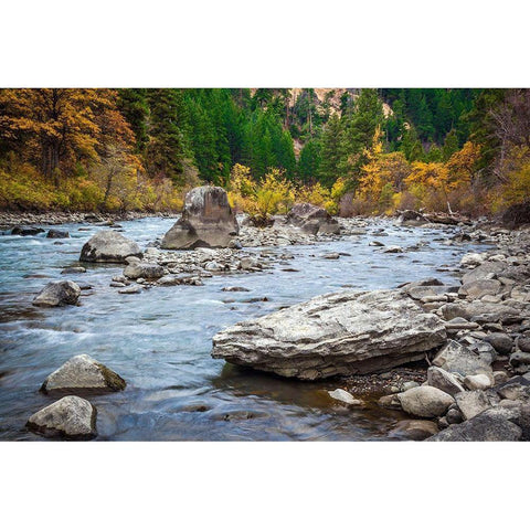 Rocky River Black Modern Wood Framed Art Print by Broom, Michael