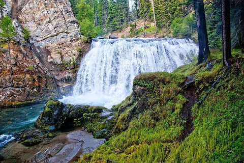 South Fork Falls White Modern Wood Framed Art Print with Double Matting by Broom, Michael