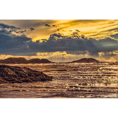 Golden Sunset White Modern Wood Framed Art Print by Burdick, Chuck