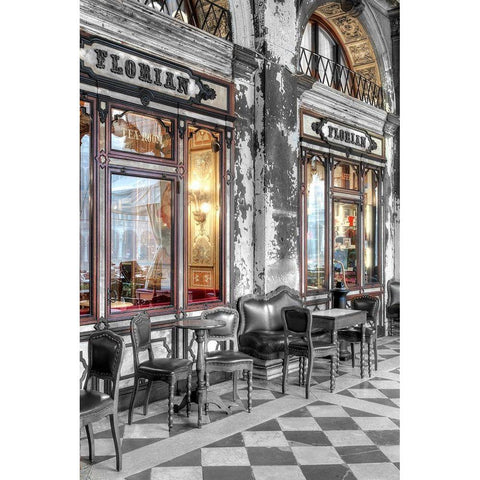 Caffe Florian-Venezia Black Modern Wood Framed Art Print by Blaustein, Alan