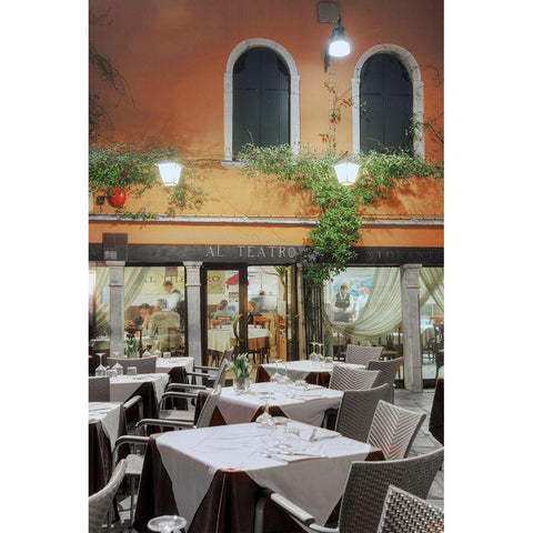 Al Teatro Cafe-Venezia White Modern Wood Framed Art Print by Blaustein, Alan