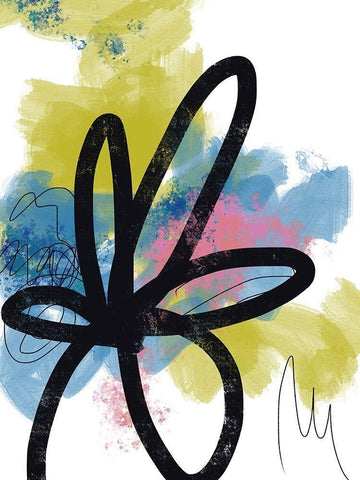 Pop Flower No. 1 Black Ornate Wood Framed Art Print with Double Matting by Baker, Bronwyn