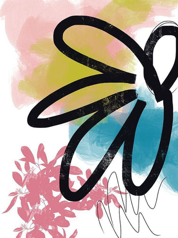 Pop Flower No. 2 White Modern Wood Framed Art Print with Double Matting by Baker, Bronwyn