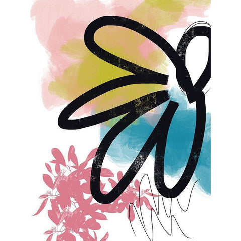 Pop Flower No. 2 Black Modern Wood Framed Art Print by Baker, Bronwyn