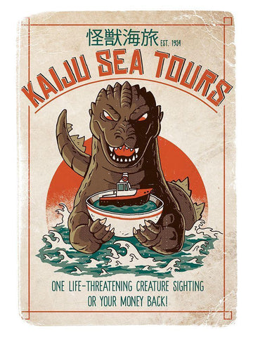 Kaiju Sea Tours White Modern Wood Framed Art Print with Double Matting by Buxton, Michael