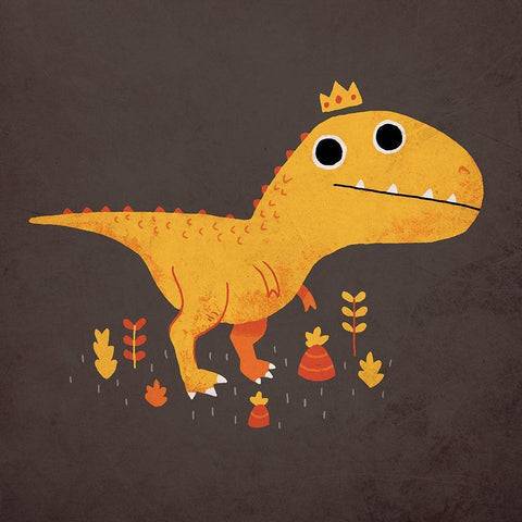 Tyrant Lizard King White Modern Wood Framed Art Print with Double Matting by Buxton, Michael