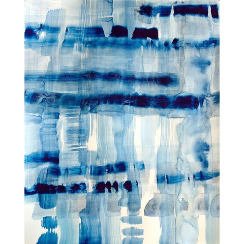 Indigo Stripes No. 1 Black Modern Wood Framed Art Print with Double Matting by Bainbridge, Hope