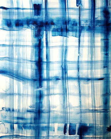 Indigo Stripes No. 2 Black Ornate Wood Framed Art Print with Double Matting by Bainbridge, Hope